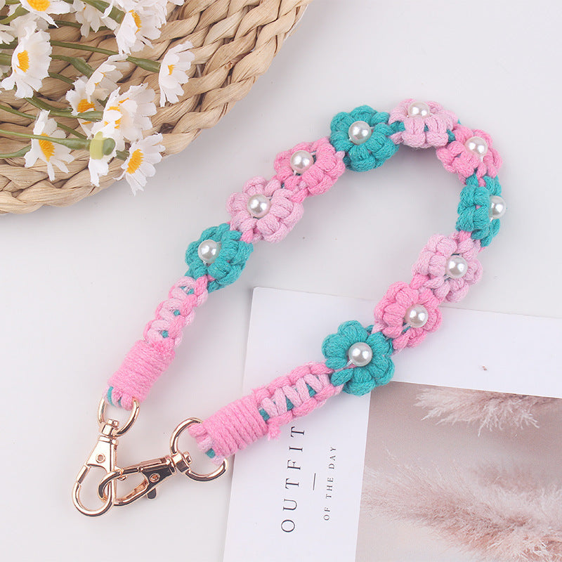 Wholesale Creative hand-woven daisy pearl water cup cup sleeve cup rope